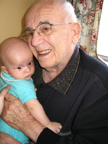 With Great Grandpop (15 weeks)