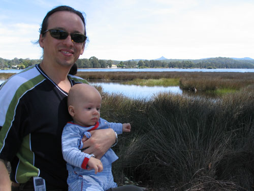 With Dad at Burrill Lake (17 weeks)