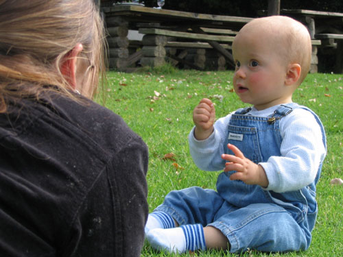 Eating clover flowers (9.75 months old)