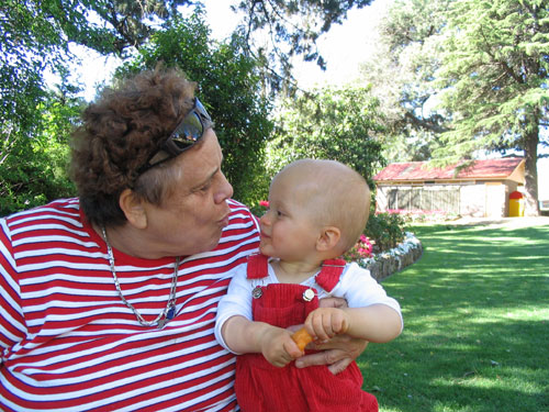 With Oma at Moss Vale (10.5 months old)