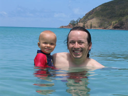 Swimming with Dad at Keswick Island (11 months old)