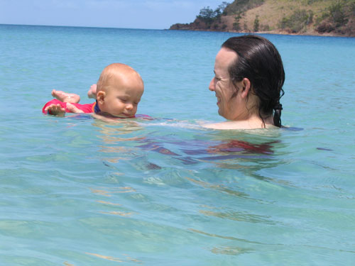 Swimming with Dad at Keswick Island (11 months old)