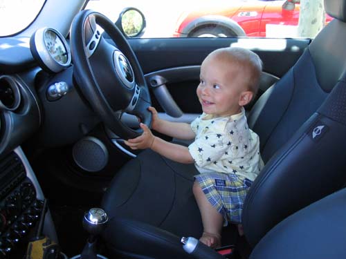 Driving the Mini (12.5 months old)