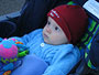 In the cold at Camden Airport (6 months old)